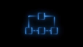 Glowing blue neon hierarchy network diagram animation. Data connection flow chart. Digital technology structure. 4K Looping motion graphic. - Powered by Shutterstock - Get 15% off with code: PIKWIZARD15