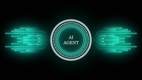 Glowing neon line HUD circle with circuit board animation. Neon cyan circle with AI agent text animated on black background. 4k video - Powered by Shutterstock - Get 15% off with code: PIKWIZARD15