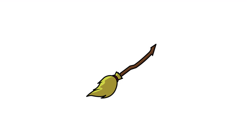 witch broom icon animation 4k