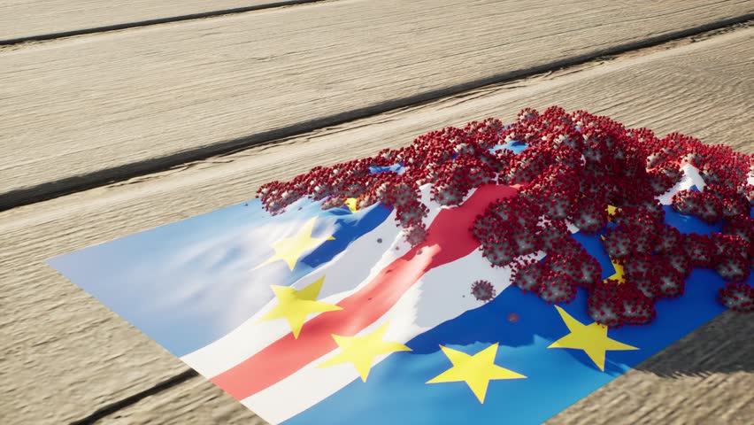 Cabo Verde Flag - Corona Virus Growth Animation