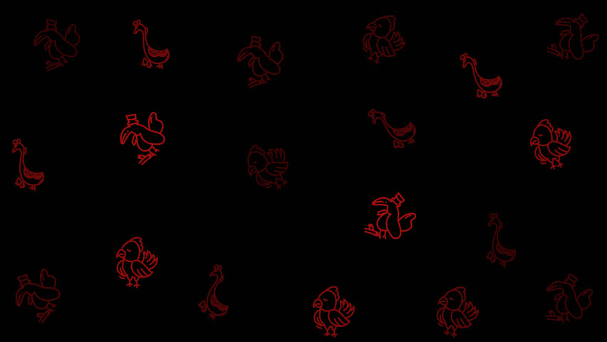 Elegant Red Bird Seamless Pattern on Black Background