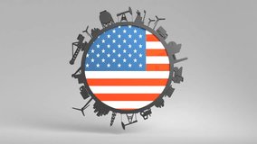 Economic relationship between USA and China. National flags. Teamwork concept. Energy generation and heavy industry. Objects located around the circle. - Powered by Shutterstock - Get 15% off with code: PIKWIZARD15