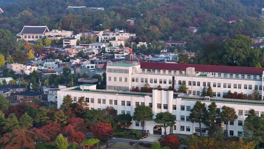 Autumn Morning at Jeongdok Library and Bukchon Hanok Village, Seoul, South Korea