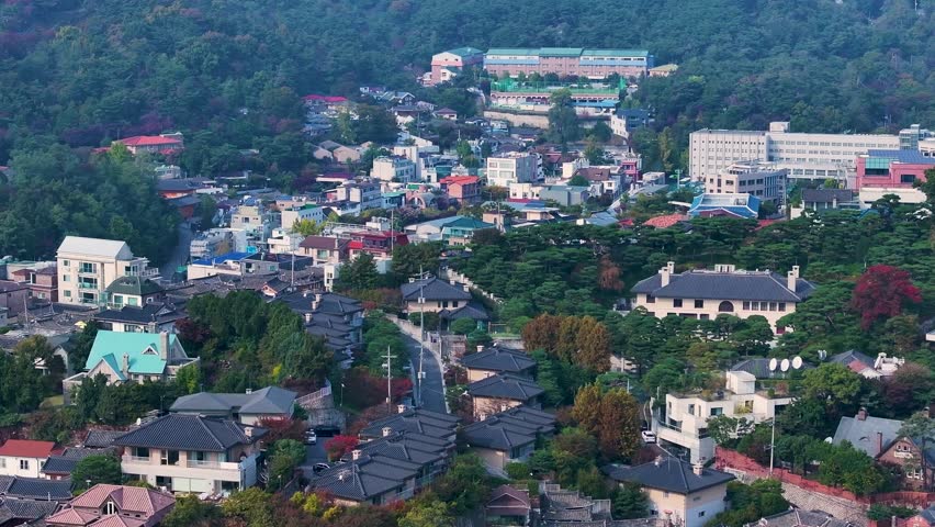 Autumn Morning at Jeongdok Library and Bukchon Hanok Village, Seoul, South Korea