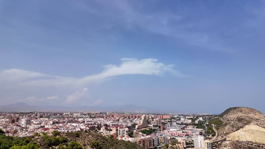 Alicante city skyline viewpoint in Spain Spanish Costa Blanca Mediterranean Sea