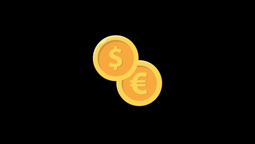 Animated Dollar to Euro Exchange. Currency Exchange or Money Transaction Concept Video - Transparent
