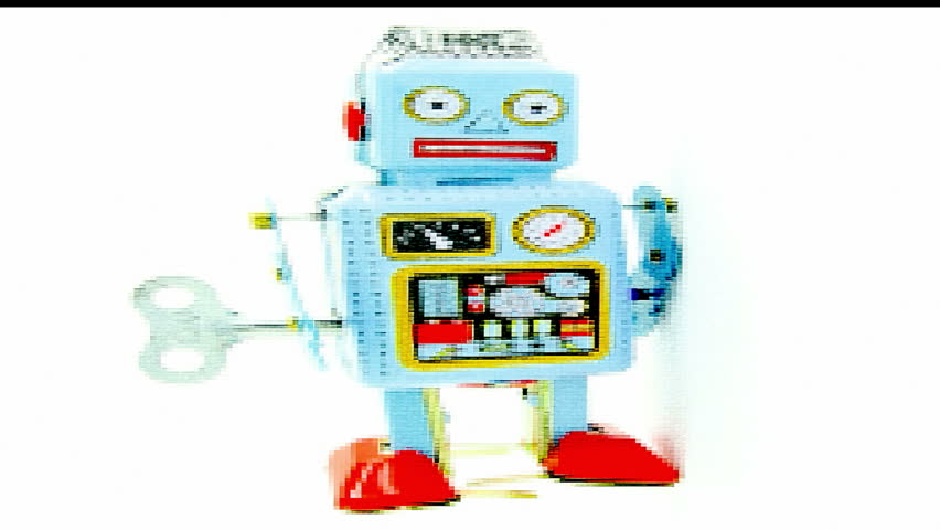 little blue digital robot animation 