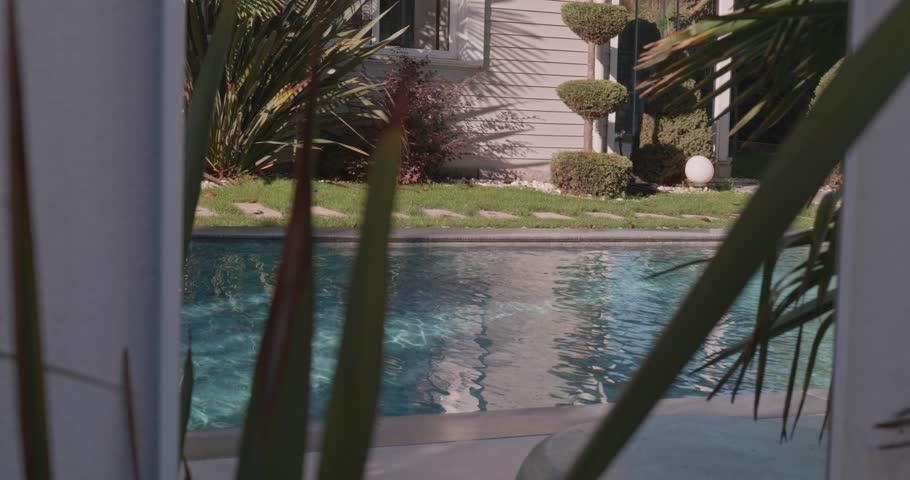 Minimal Villa Architecture with Pool Reflection in Mirror