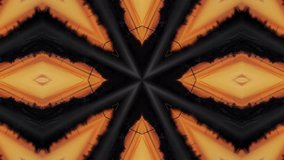  Abstract kaleidoscope animation with golden and black symmetrical patterns. Hypnotic fractal motion background ideal for music visuals, stage shows, VJ loops, and digital art projects. - Powered by Shutterstock - Get 15% off with code: PIKWIZARD15