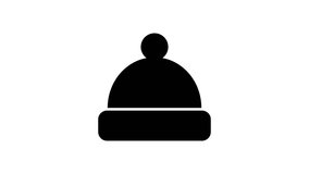 Minimalist winter hat illustration with soft rounded shape and pom pom design black silhouette on white background - Powered by Shutterstock - Get 15% off with code: PIKWIZARD15