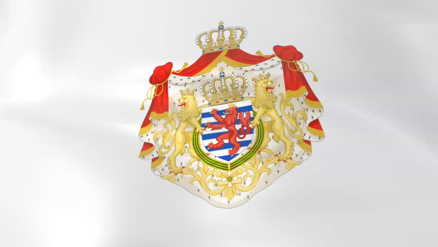 coat of arms of Luxembourg waving in the wind