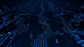 Modern Abstract Technology themed Background with Lines and Motherboard Traces. Seamlessly Loopable Animation with Printed Circuit Board Pattern. Concept: Innovation in Electronics and Science. - Powered by Shutterstock - Get 15% off with code: PIKWIZARD15