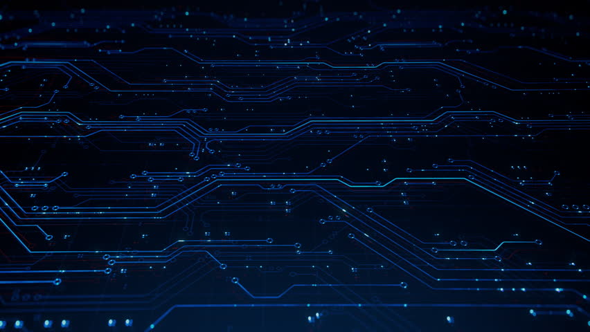 Seamlessly Loopable Animation with Printed Circuit Board Pattern. Modern Abstract Technology themed Background with Lines and Motherboard Traces. Concept: Innovation in Electronics and Science.