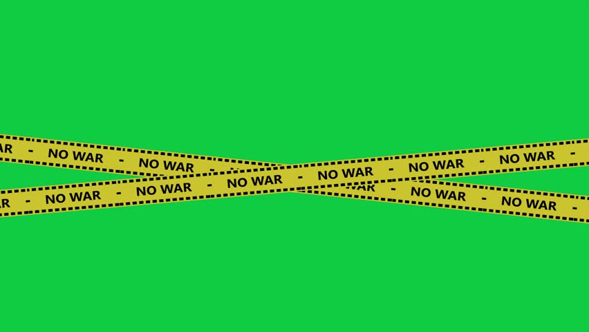 No War Caution Tape Green Screen Barrier Animation.