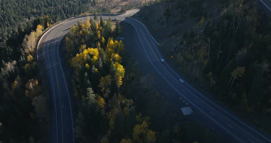 Fall colors on Wolf Creek Pass, Pagosa Springs, Colorado, aerial view