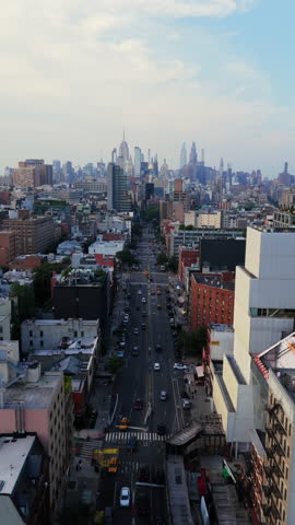 nighttime skyline with bustling streets, sunset time views of busy city streets and vibrant