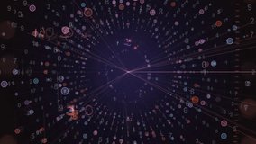 Abstract Data Visualization, Concentric Light Rays of Numeric Particles. A vivid, futuristic data visualization featuring concentric light rays and scattered numeric particles - Powered by Shutterstock - Get 15% off with code: PIKWIZARD15