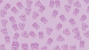 pizza and french fries, line, seamless pattern, cartoon, doodle, purplr pastel background - Powered by Shutterstock - Get 15% off with code: PIKWIZARD15