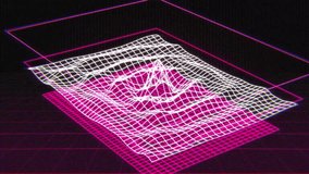 An abstract 3D visualization of a grid displaying a waveform pattern in pink and white, set against a dark background. - Powered by Shutterstock - Get 15% off with code: PIKWIZARD15