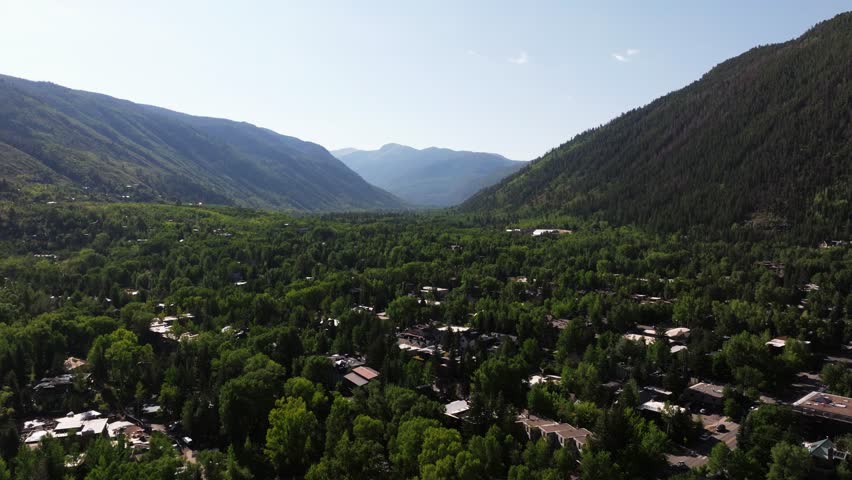 Cinematic Establishing Drone Shot Above Aspen, Colorado on Summer Afternoon