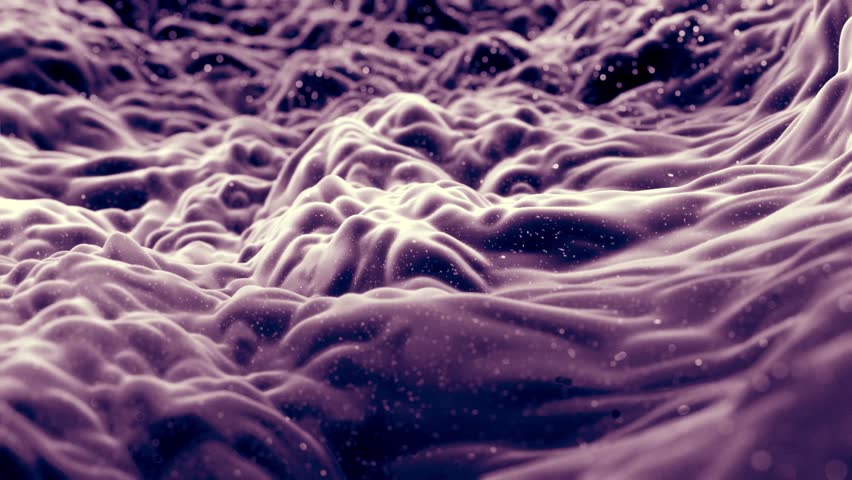 Abstract geometric surface like landscape or terrain, extrude or displace 3d noise. Loop 4k. Abstract waves of soft black matte material with light inner glow and glitters on morphing. 3D Illustration