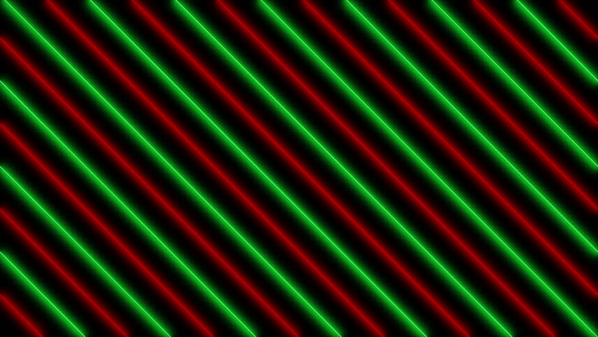 Energetic 4K motion with alternating green and red neon stripes creating rhythmic patterns. Perfect for retro themes, electronic content, dynamic backgrounds, music visualizations, and vibrant motion 