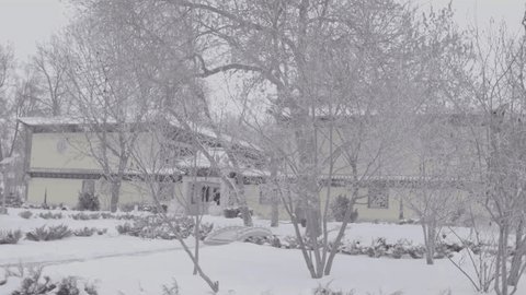 Drone View Chinese Temple Complex Winter Snow