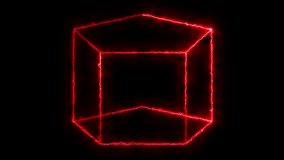 Glow neon line Cuboid frame loop animation. Neon line Cuboid border overlay animation - Powered by Shutterstock - Get 15% off with code: PIKWIZARD15