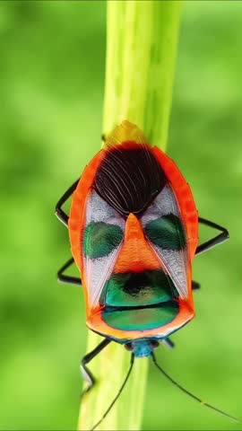 A close-up of man-faced stink bug (catacanthus incarnatus) 