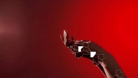 4K Ultra HD footage of hands over a red background enhanced with digital blob and trace effect overlay, combining human gestures with abstract creative animation and modern visual design. - Powered by Shutterstock - Get 15% off with code: PIKWIZARD15
