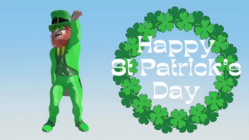 Animated Leprechaun Dancing with Happy St. Patrick
