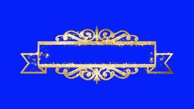 Elegant golden frame banner with sparkling filigree details and bright particles on a solid blue background designed for customizable text, greetings or event titles - Powered by Shutterstock - Get 15% off with code: PIKWIZARD15