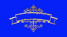 Elegant golden frame banner with sparkling filigree details and bright particles on a solid blue background designed for customizable text, greetings or event titles - Powered by Shutterstock - Get 15% off with code: PIKWIZARD15