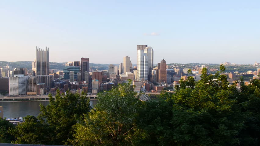 PITTSBURGH, PA - Circa May, 2013 - Tourists gather on an overlook on Mt.