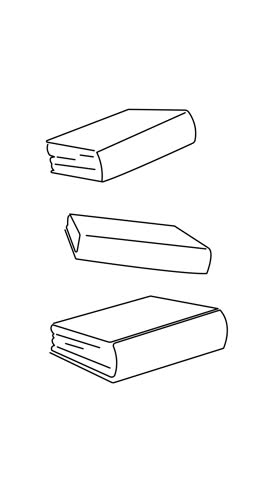 Animated books flying in a line across a white background. Floating book motion creating a clean, minimal educational scene. Perfect for school videos, learning promos, reading projects, and motion gr