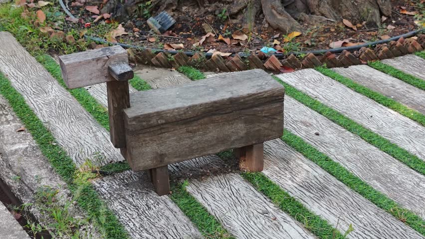 Wooden chairs in the yard