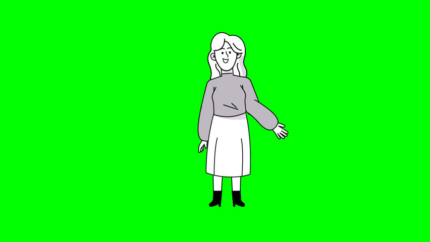 3D doodle lady talking animation on green screen for presentations, tutorials, explainer videos, and marketing projects. Perfect character for digital creators and video editors.

