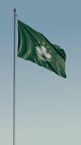 Macao Macau Flag Seamless Loop Cinematic Realistic Waving Blue Sky