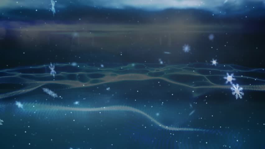 After one-second, snowflakes drifting, glowing wave lines undulating, specks drifting, forming loop. Abstract, digital art, serenity, motion, luminosity, tranquility, 幻想 - Powered by Shutterstock - Get 15% off with code: PIKWIZARD15