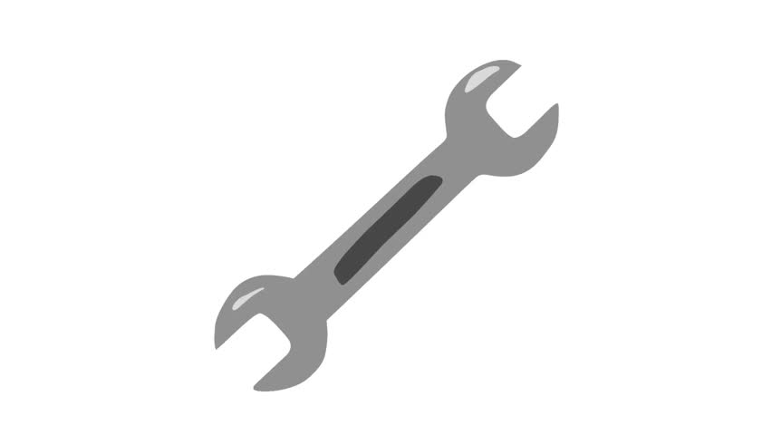 Animated wrench tool rotating in flat vector style for Labor Day and mechanical themes, suitable for explainer videos, background loops, or educational engineering footage.