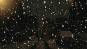 Winter cityscape snowfall covers city housing with snow in the night under the dark winter sky - Powered by Shutterstock - Get 15% off with code: PIKWIZARD15