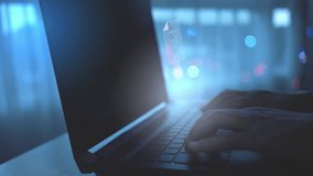 Futuristic concept of artificial intelligence and machine learning technology with a human hand typing on a laptop, representing AI integration in digital data processing and automation. - Powered by Shutterstock - Get 15% off with code: PIKWIZARD15