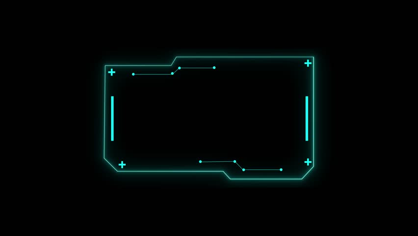 Futuristic Neon HUD Frame Overlay Cyan Digital Interface Element Glowing Geometric. Futuristic neon HUD frame with cyan overlay. Digital interface displays data, network, and information - Powered by Shutterstock - Get 15% off with code: PIKWIZARD15