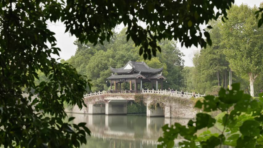 historic view of baoluzhou park in Nanjing city, China