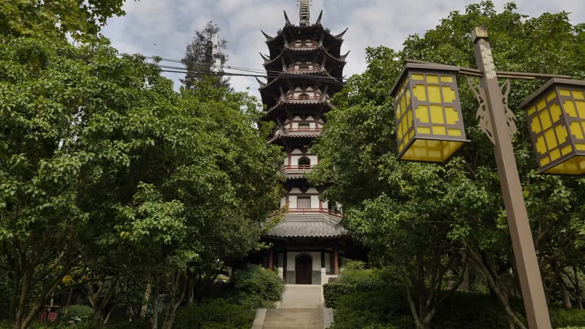 historic view of baoluzhou park in Nanjing city, China