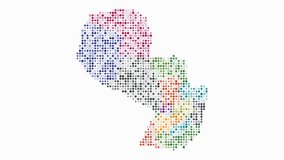 Animated country shape of Paraguay with pulsating colored dots. Digital style map on a white background. Amazing animation video. - Powered by Shutterstock - Get 15% off with code: PIKWIZARD15