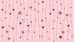 Love hearts pattern loop animation. Love hearts pattern of red and white hearts hanging on pink lines on a pink background. Suitable for valentines day designs. - Powered by Shutterstock - Get 15% off with code: PIKWIZARD15