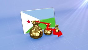 Djibouti Reserves Decline with Red Arrow Economic Crisis Data Graph Infographic - Powered by Shutterstock - Get 15% off with code: PIKWIZARD15