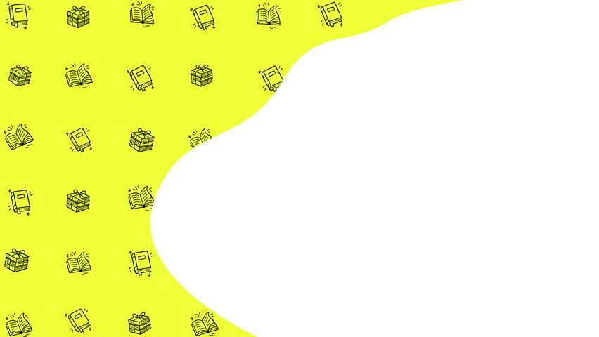 Book Doodle yellow white open book icon background 4K video