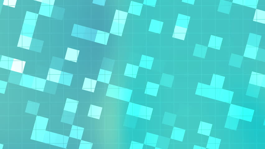 Teal gradient background with translucent cyan squares arranged in a floating geometric mosaic. glow